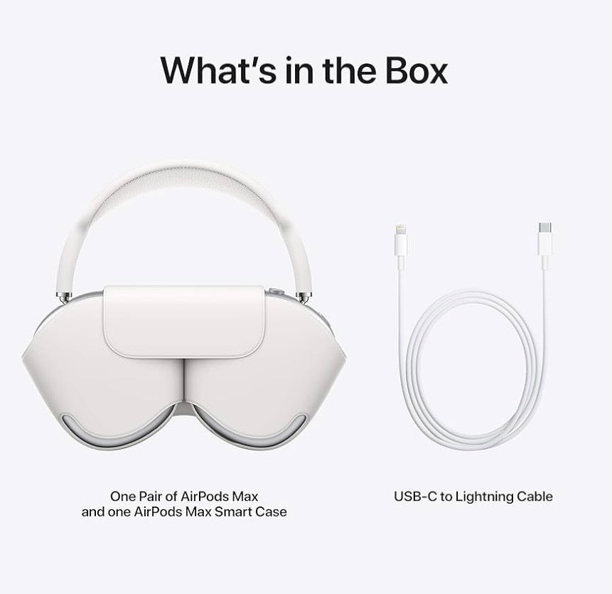 Apple AirPods Max Wireless Over-Ear Headphones, Active Noise Cancelling, Transparency Mode, Personalized Spatial Audio, Dolby Atmos, Bluetooth Headphones for iPhone - Silver